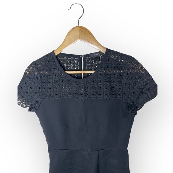 J. Crew Black Eyelet Dress #A2982 Size 6 - Picture 7 of 9